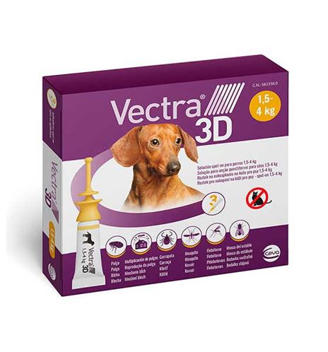 Vectra 3D Pipetas Antiparasitarias para perros - 1.5kg- 4kg Vectra 3D Pipetas Antiparasitarias para perros - 1.5kg- 4kg