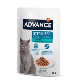 Advance Gatos Esterilizados Bacalao sobre en salsa para gatos