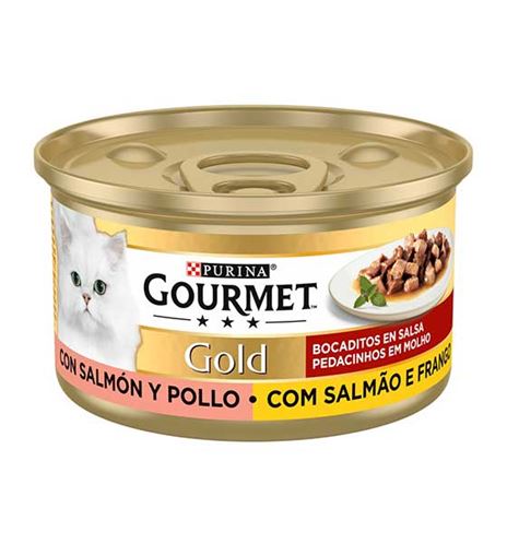 Purina Gourmet Gold Salmón y Pollo bocaditos en salsa para gatos Purina Gourmet Gold Salmón y Pollo bocaditos en salsa para gatos