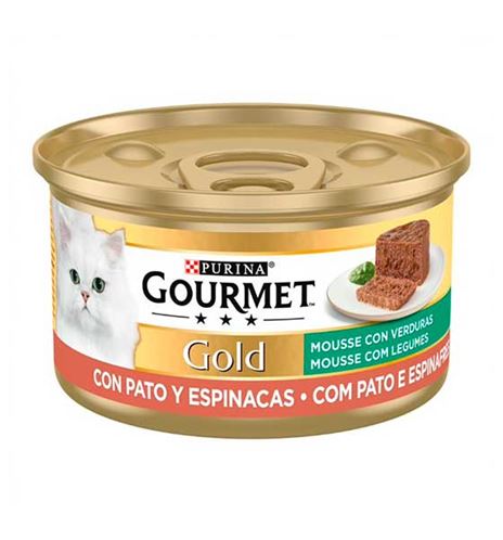 Purina Gourmet Gold Mousse de Pato y Espinacas lata para gatos Purina Gourmet Gold Mousse de Pato y Espinacas lata para gatos