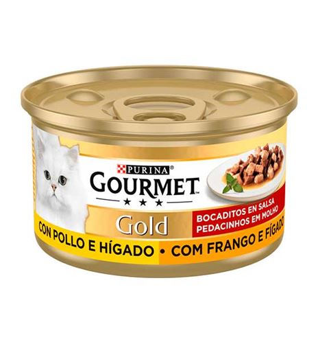 Purina Gourmet Gold Pollo e Hígado bocaditos en salsa para g Purina Gourmet Gold Pollo e Hígado bocaditos en salsa para g