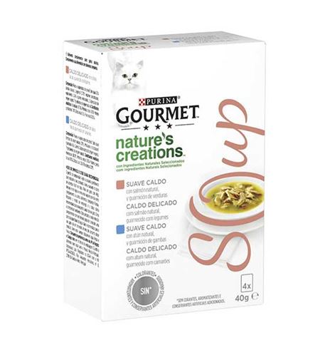 Purina Gourmet Natures Creations Sopa de Salmón y Atún sobre para gatos Purina Gourmet Natures Creations Sopa de Salmón y Atún sobre para gatos