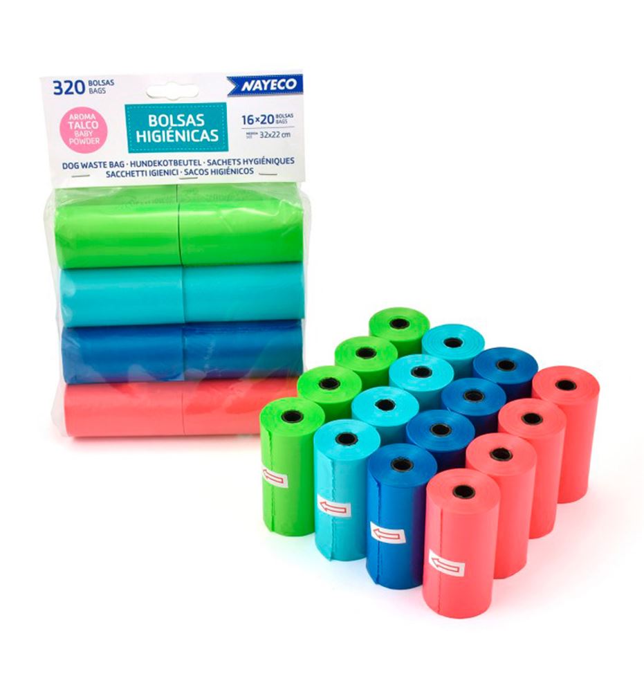 Nayeco bolsas higiénicas perfumadas para perros - Pack 16 rollos